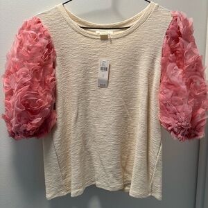 Maeve Anthropologie Floral Pull Sleeve Top